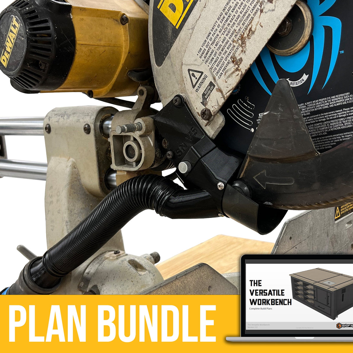 Dewalt DW708 Sliding Miter Saw Dust Collection Chute & Plans Bundle - Shop Nation Store